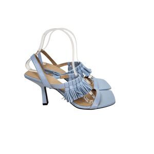 FRAME Shoes Womens‎ 39 US 8.5 Blue Le Borrego Leather Slingback Sandals Fringe